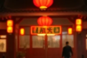 《河灯》剧照：夜晚河面上漂着数十盏纸灯，岸边人影绰绰