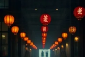 《长桥烟雨》剧照：雨雾中的石拱桥，桥面有人撑伞独行
