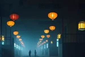 《山那边有灯》剧照：深夜山村土屋窗口透出第一盏电灯的光